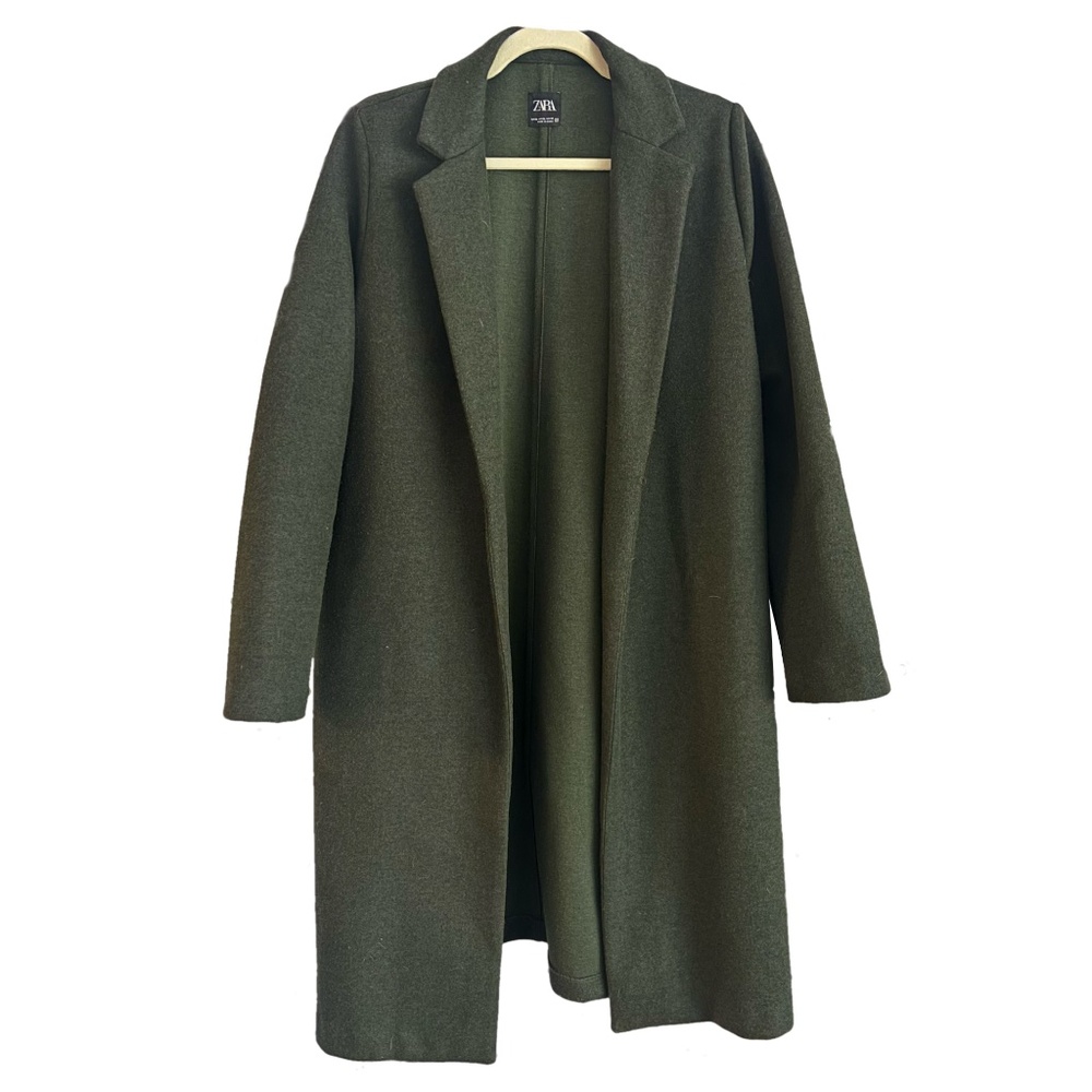 Zara Long Coat Outer Knit Green | XL
